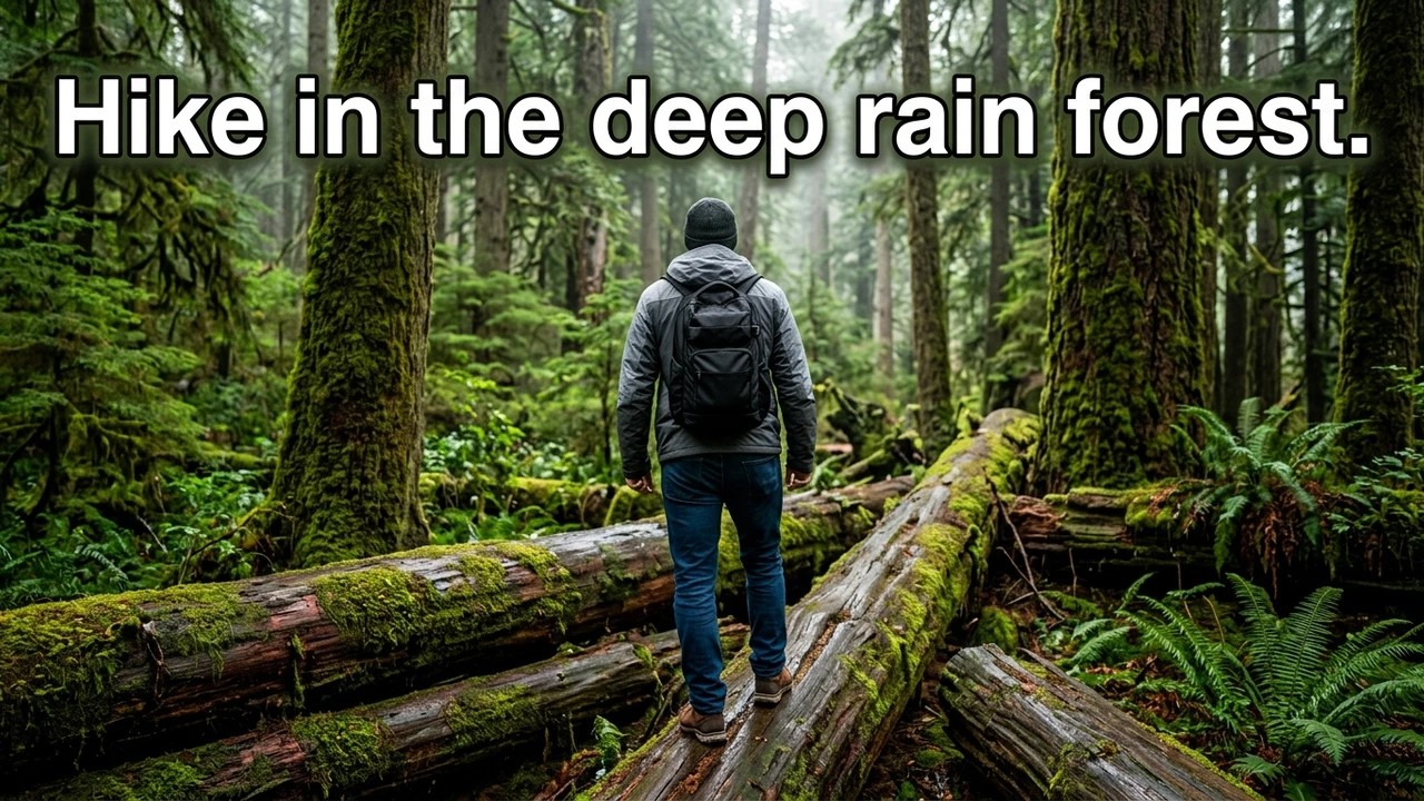 All Along Solo Hiking In The Mountains, Nature, Forest Trail.