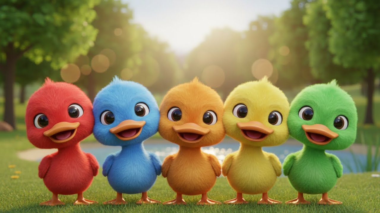 Six Dancing Ducks For Kids | Red Yellow Blue Green Purple Orange | Play & Giggles |