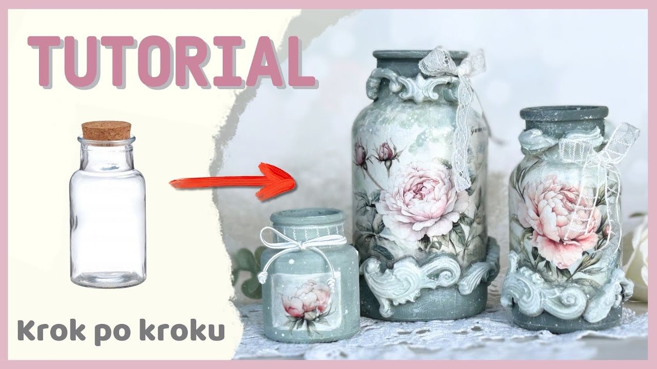 Eleganckie butelki decoupage z wyciskami i papierem ryżowym [TUTORIAL] No. 1021