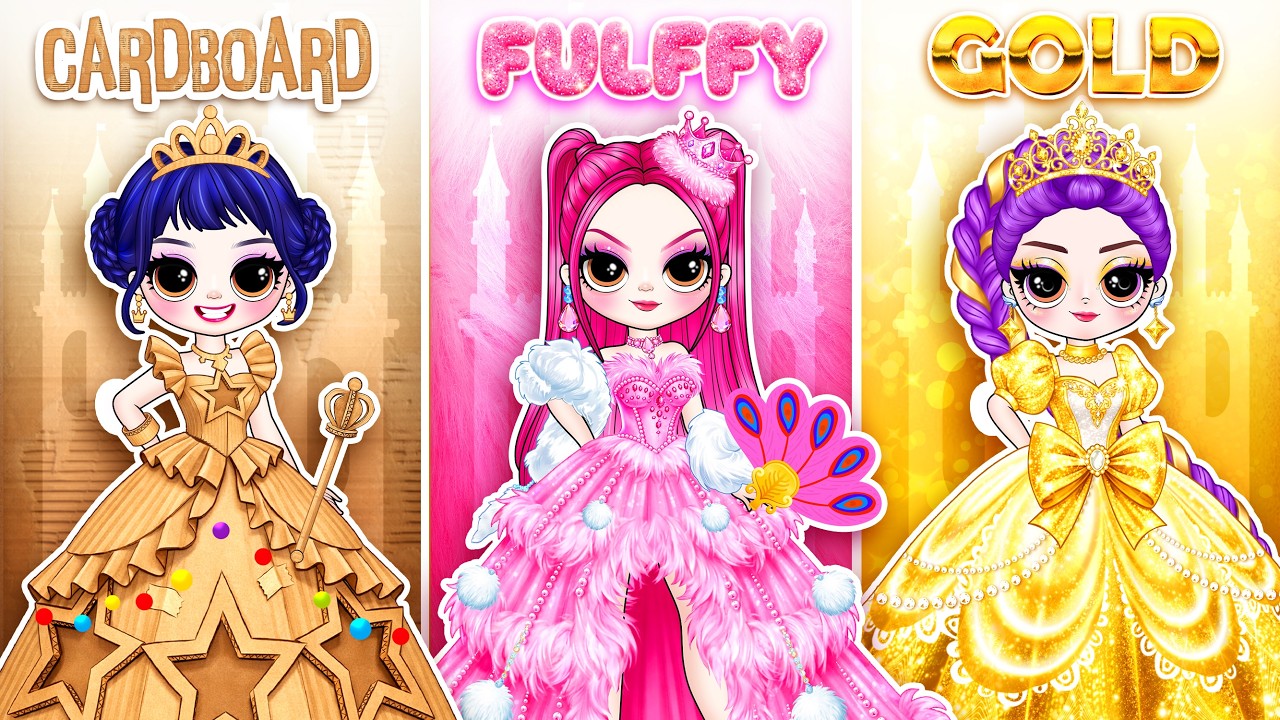 K-Pop Demon Hunters: Cardboard, Fluffy & Gold Princess Dress for Huntrix | DIY Fashion Paper Dolls