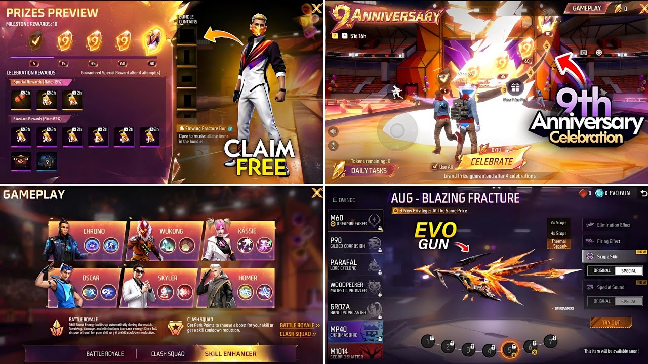 9Th Anniversary Event 🤯🥳 Full Review l OB54 Update New Evo Gun l Free Fire New Event l Ff New Event