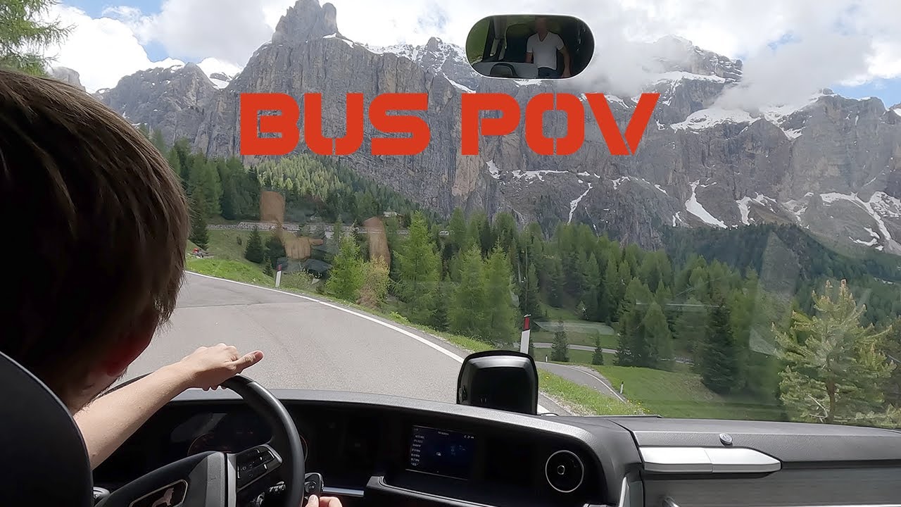POV bus driving in Italy - The Dolomites