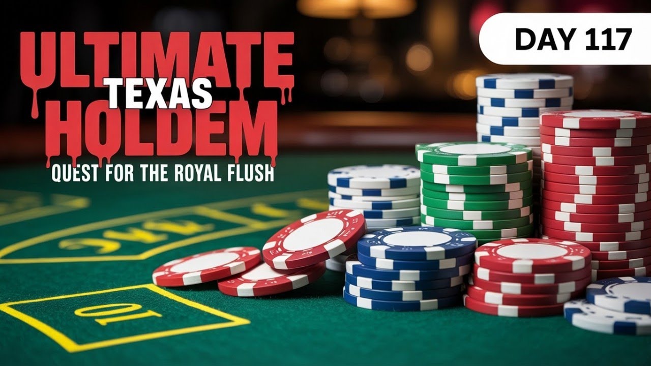 Ultimate Texas Holdem - Day 117 - First Hand STRAIGHT (Does it continue???)