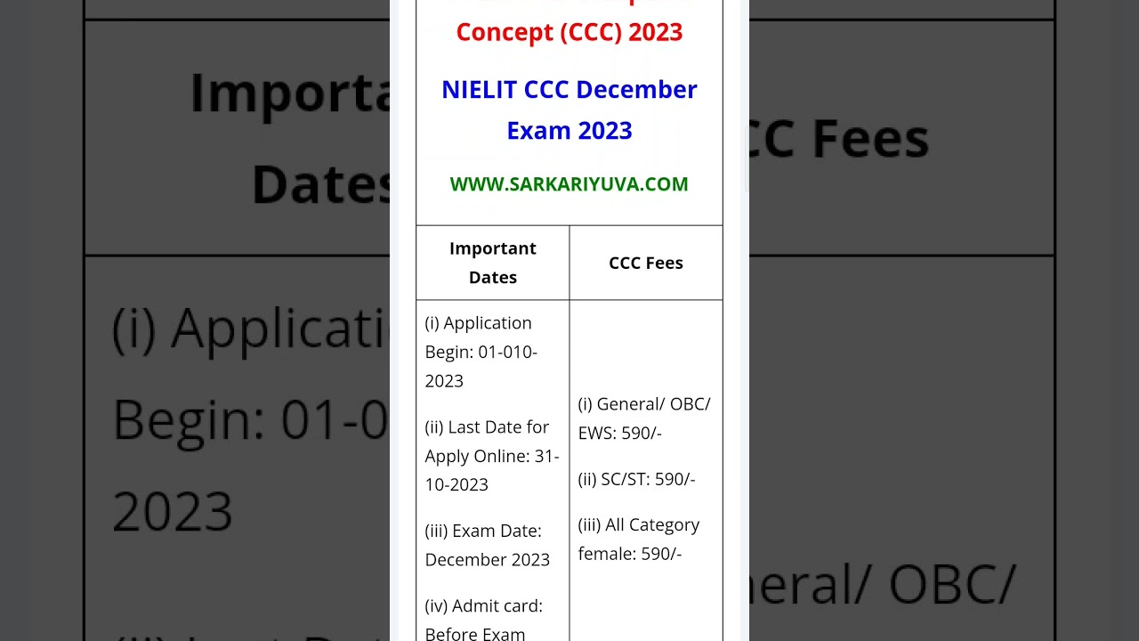 NIELIT CCC Online Form 2023 | NIELIT CCC #ccc #nielitccc #nielit #cccexams #cccexam2023 #nielit #ccc