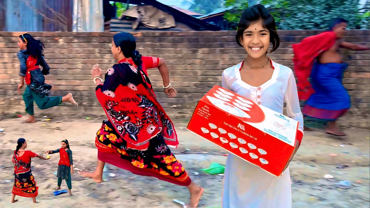 Village girls tennis ball snatching race challenge | Who will be the winner?
