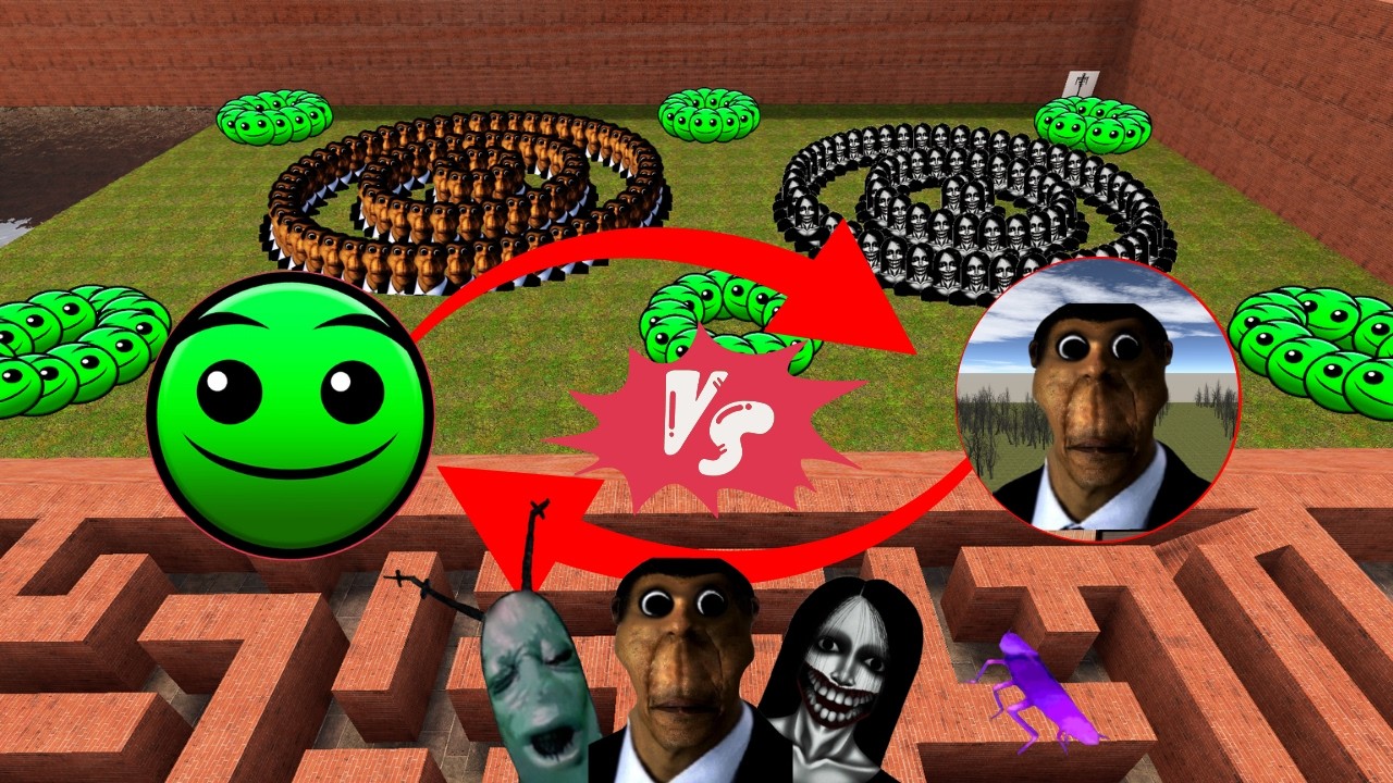 Слишком много Nextbot против 10000 Obunga: непрерывная битва. Посмотрим, кто победит! #gmod