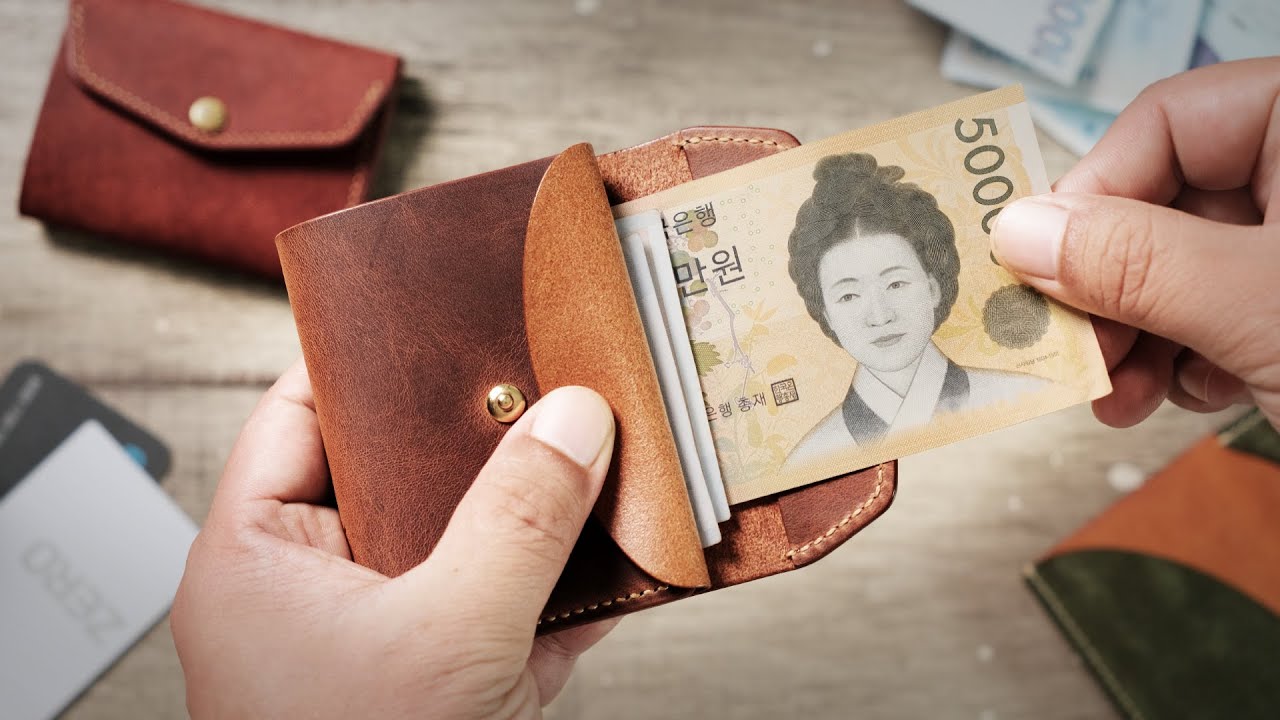 Making a HANDMADE Leather Cash Wallet for Minimalists. 2pocket wallet - Leather Craft