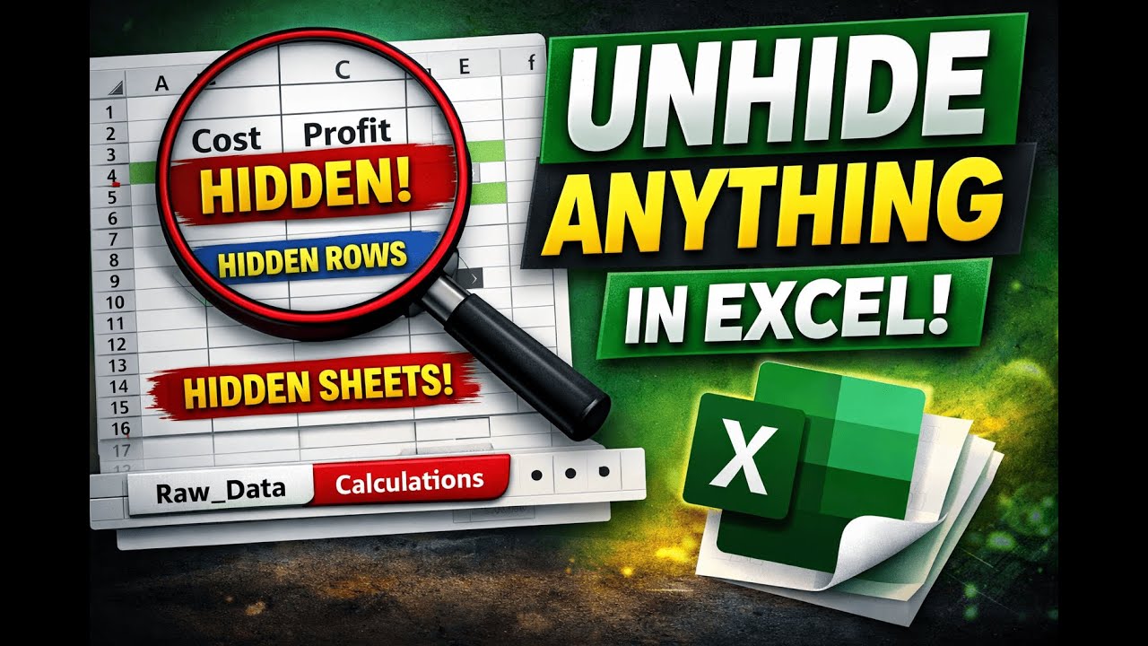 How to Unhide Anything in Excel (Sheets, Rows & Columns) | Real Business Example