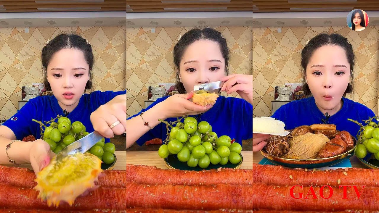【XIAOYU GAOTV】대창 동파육 새우 족발 중국 먹방 샤오위 실시간라이브편집。EATING SHOW。N01。210822。15