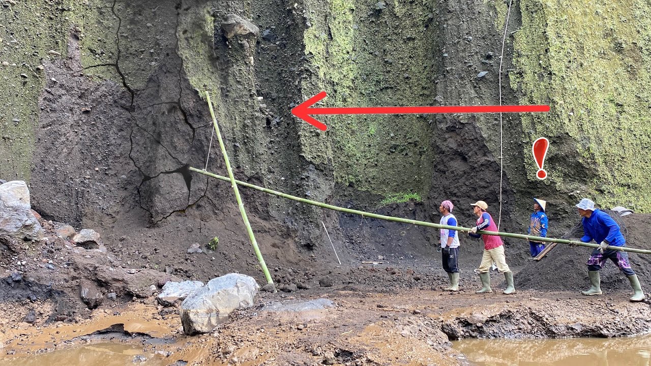 Primitive way to collapse a cliffs using bamboo