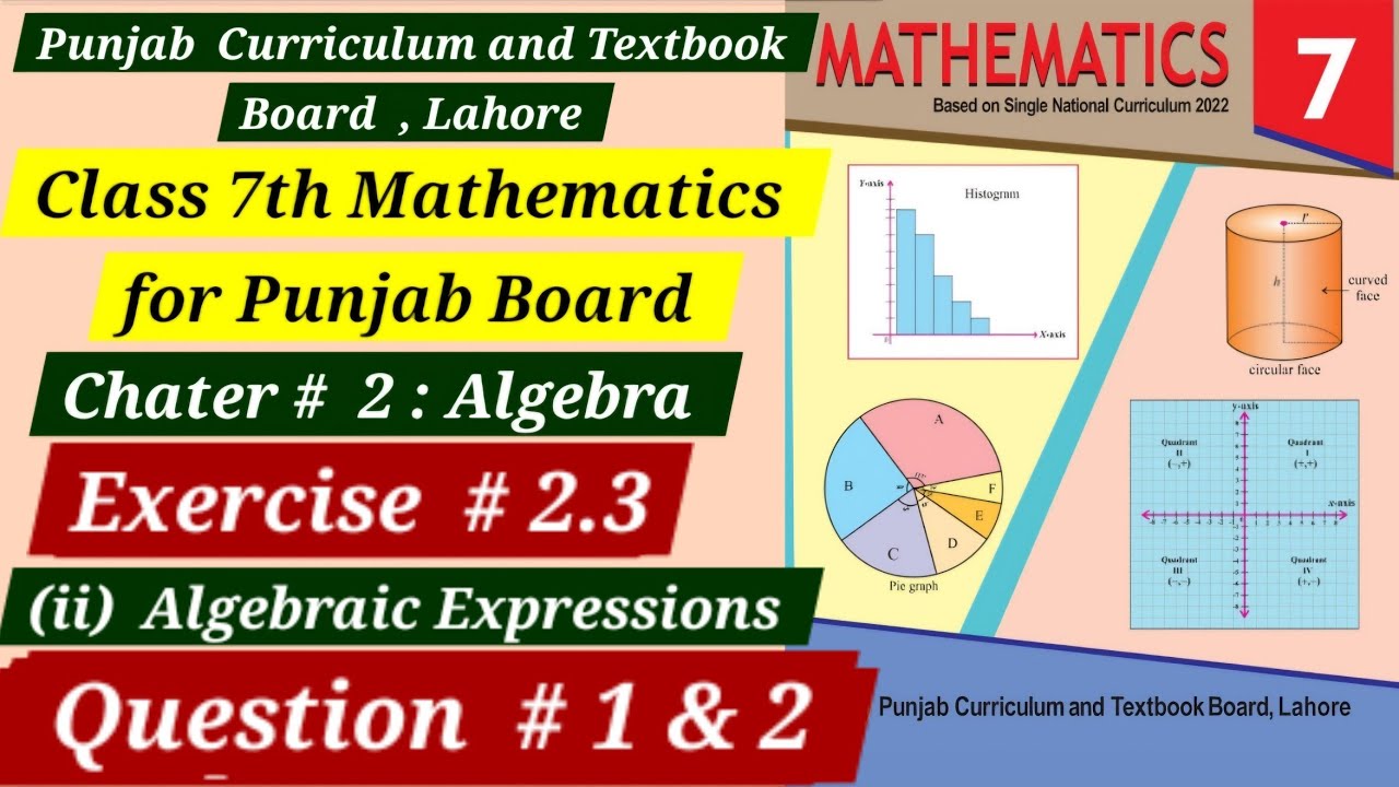 Class 7 Maths| Ex # 2.3| Question # 1 & 2 | Algebra | Punjab Book 2024-25| Unit 2 New Book