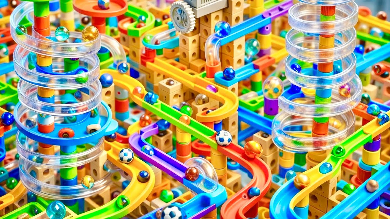 Marble Run ASMR – Dual Spiral Towers & Crystal Glass Flow