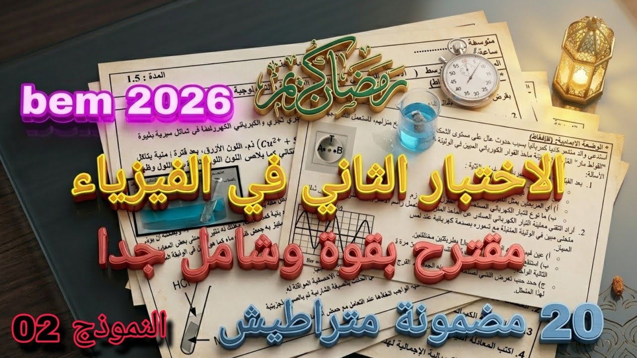 الاختبار الثاني في الفيزياء سنة رابعة متوسط النموذج الثاني bem 2026