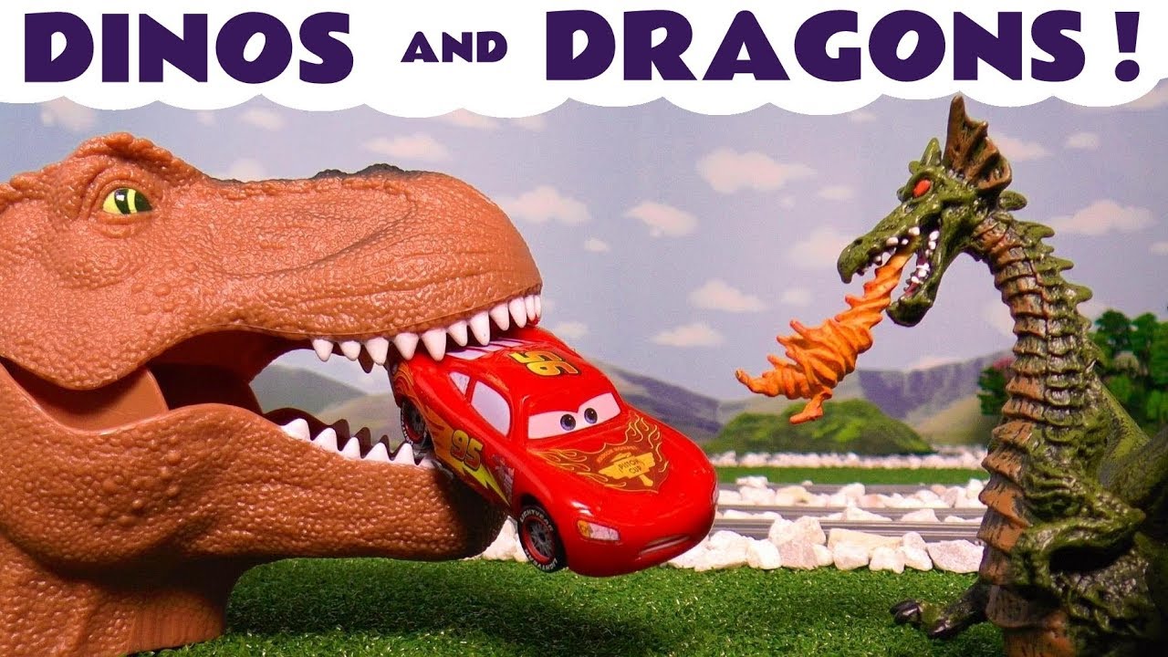 Cars Lightning McQueen Dinosaur Racing Stories