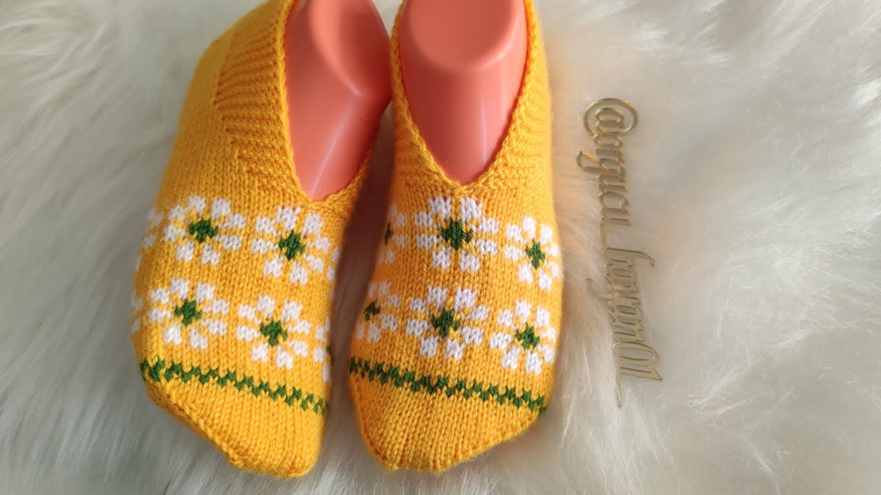 BİR GÜNDE BİR ÇİFT BİTİRECEĞİNİZ PAPATYA MODEL BEŞŞİŞ PATİK 🌼🌼