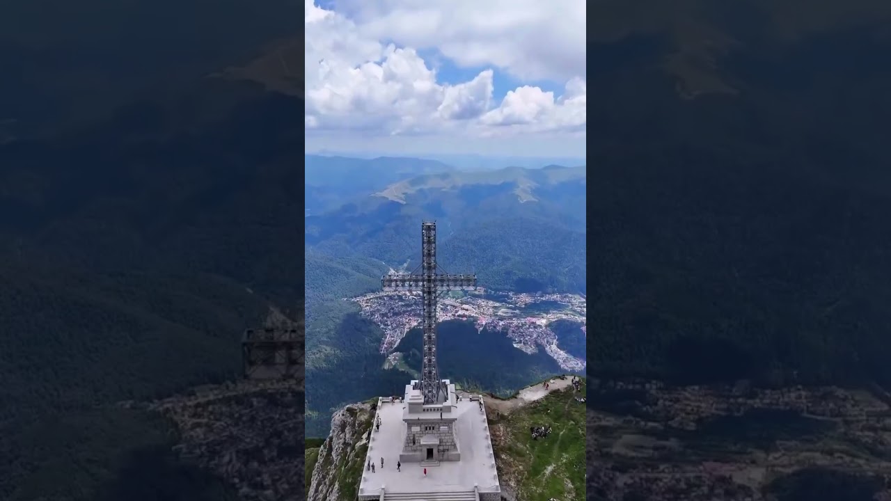 The Giant Heroes&rsquo; Cross (Crucea Eroilor) on Caraiman Peak | Bucegi Mountains Romania #shorts #travel