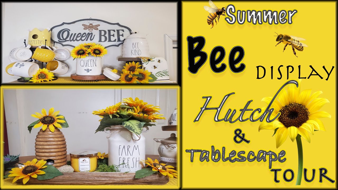 Summer Bee Display| Hutch & Tablescape Tour|Rae Dunn|Summertime Decor