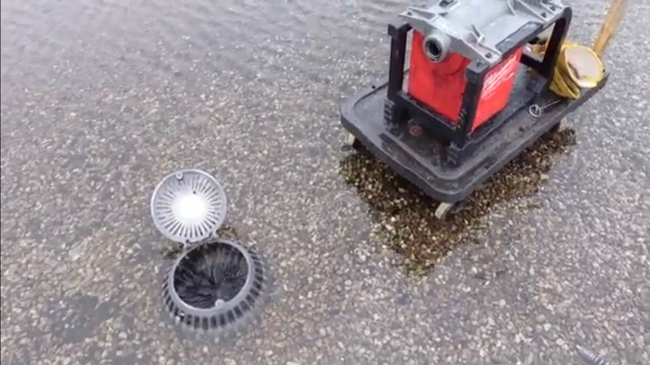 Crazy WHIRLPOOL  and suction on a roof drain  with DRONE FOOTAGE