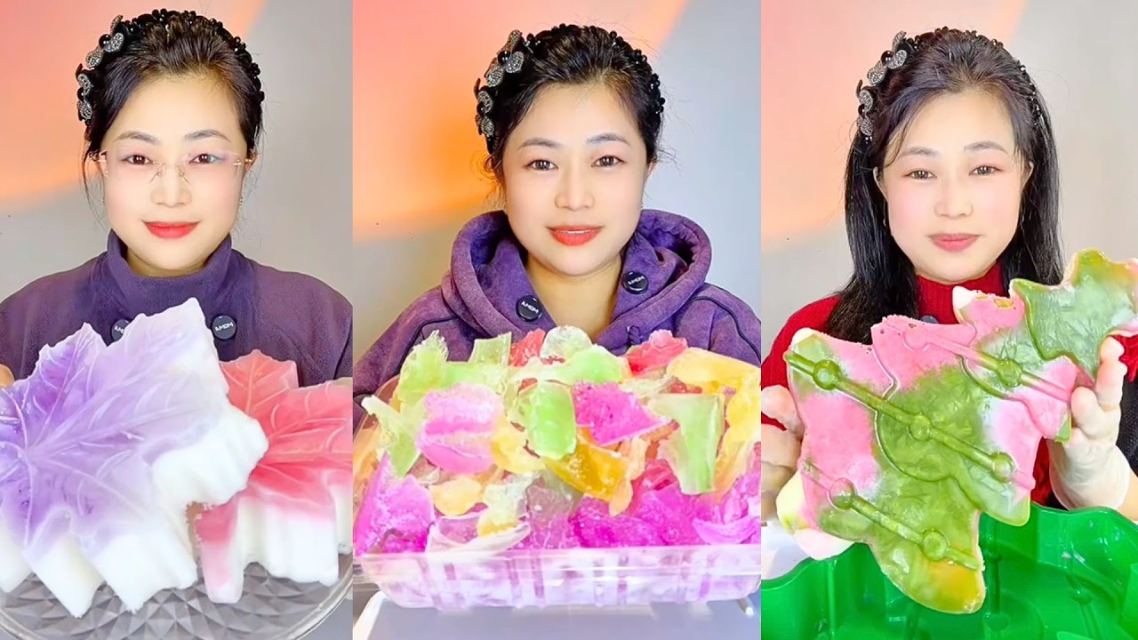 Colorful Leaf Jelly Desserts and Mixed Fruit Jelly Treats