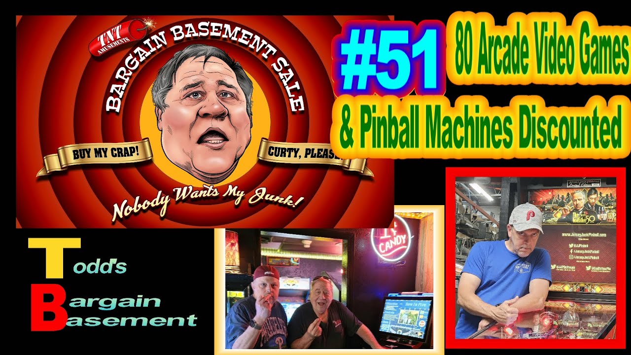 #1833 BARGAIN BASEMENT #51 with 80 Pinball Machines & Arcade Games SALE PRICED!  - TNT Amusements