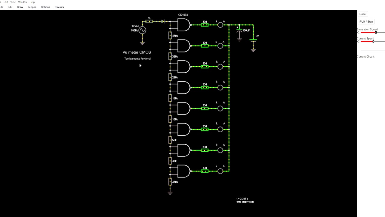 Vu meter CMOS com CD4093