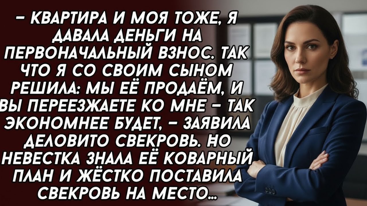 Мы продаём вашу квартиру, и вы переезжаете ко мне, —заявила деловито свекровь  Но невестка знала