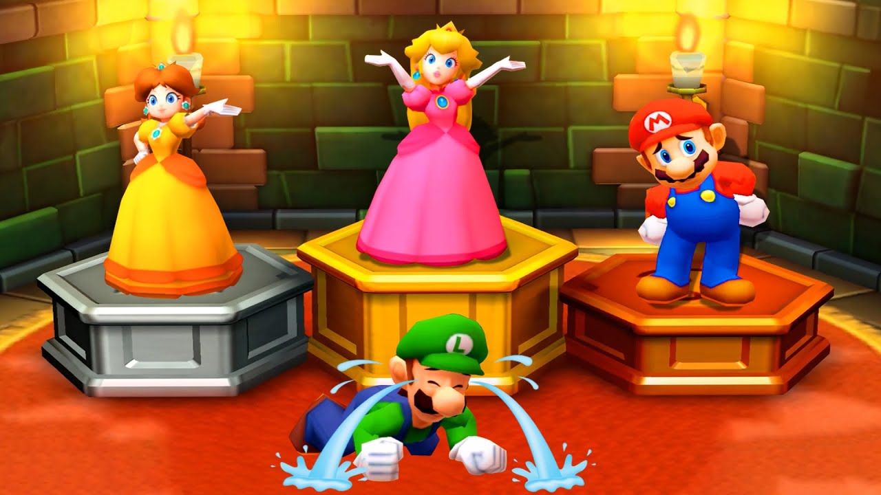 【マリオパーティ3DS】すべてのラッキーミニゲーム ピーチ姫 Vs デイジー姫 Vs マリオ Vs ルイージ (CPU最強 たつじん)