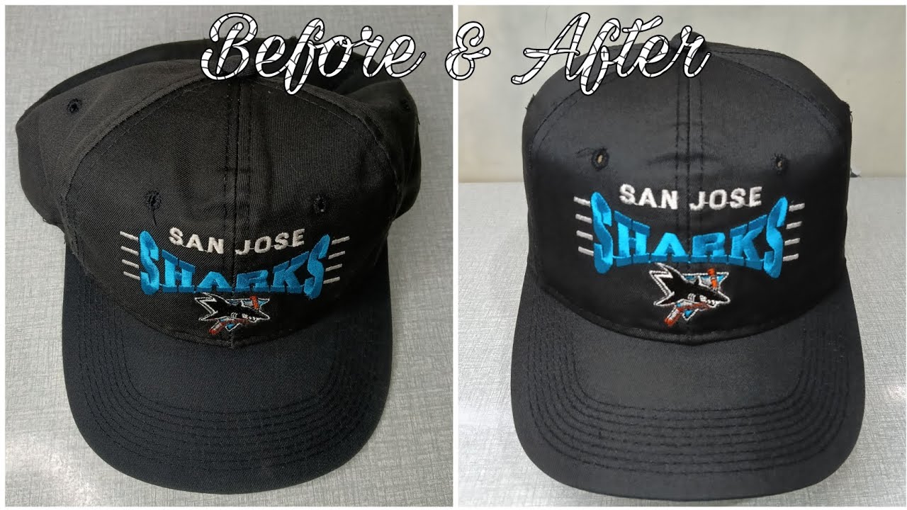 vintage San Jose sharks snapback cap restoration (color restoration/repaint)
