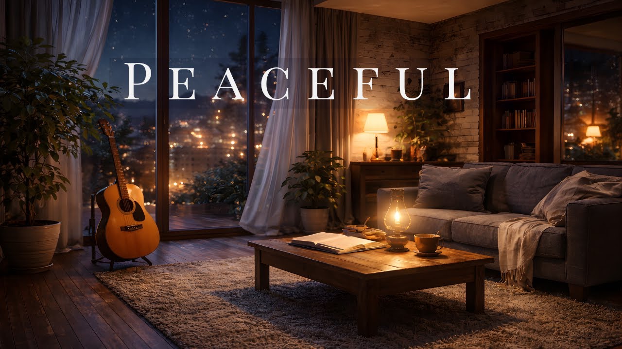 Peaceful Guitar Room at Night🌙 ２Hours for Work, Reading & Relax