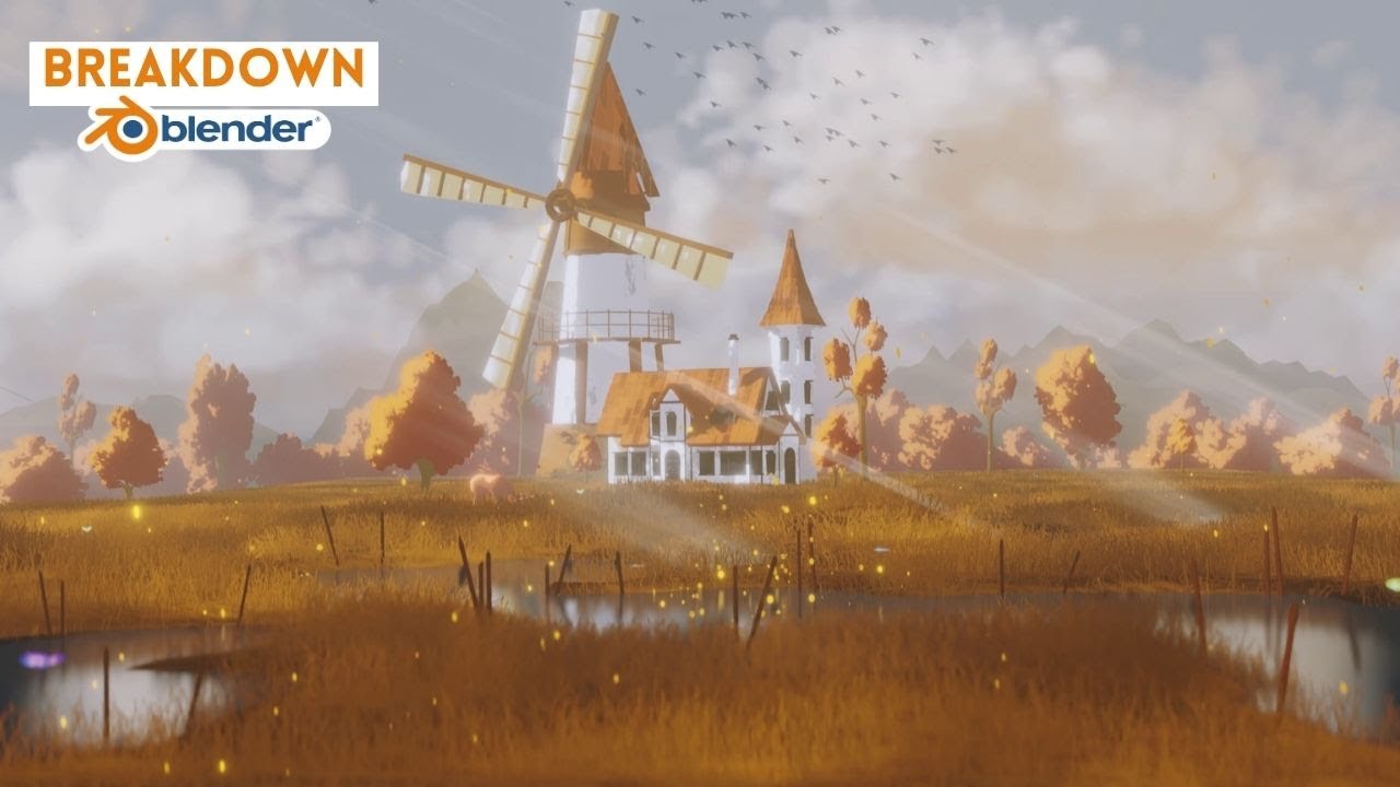 Ветряная мельница в стиле Ghibli в Blender | Полный разбор сцены