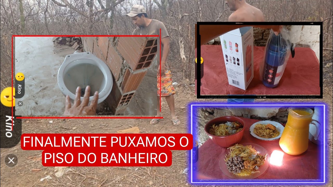 FINALMENTE O PISO DO BANHEIRO FOI FEITO GUILHERME GANHOU PRESENTE DA TIA FIZ SUCO DE MANGA MUITO BOM