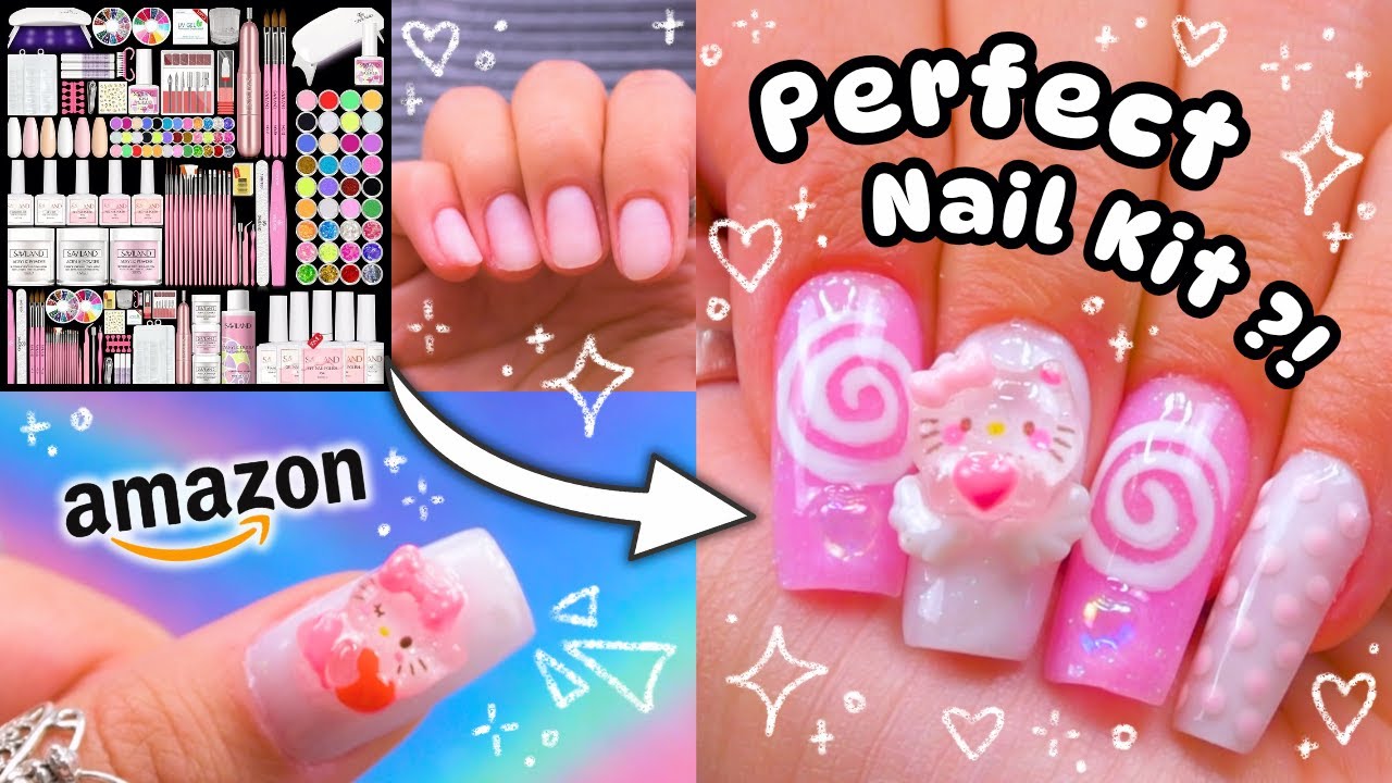 ‧₊˚🌸 Testing a HUGE Acrylic & Gel Extension Nail Kit from Saviland 🍓˚₊‧