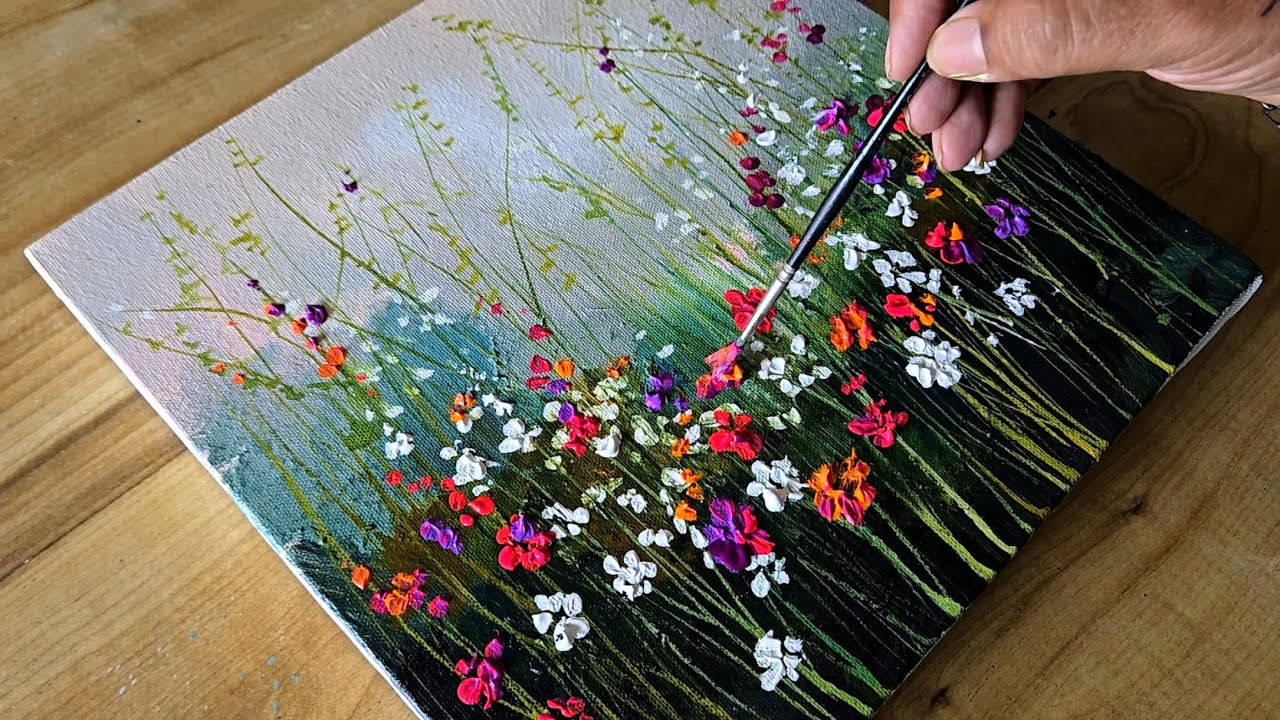 Easy Acrylic Painting Technique / Simple Floral Painting / Step By Step