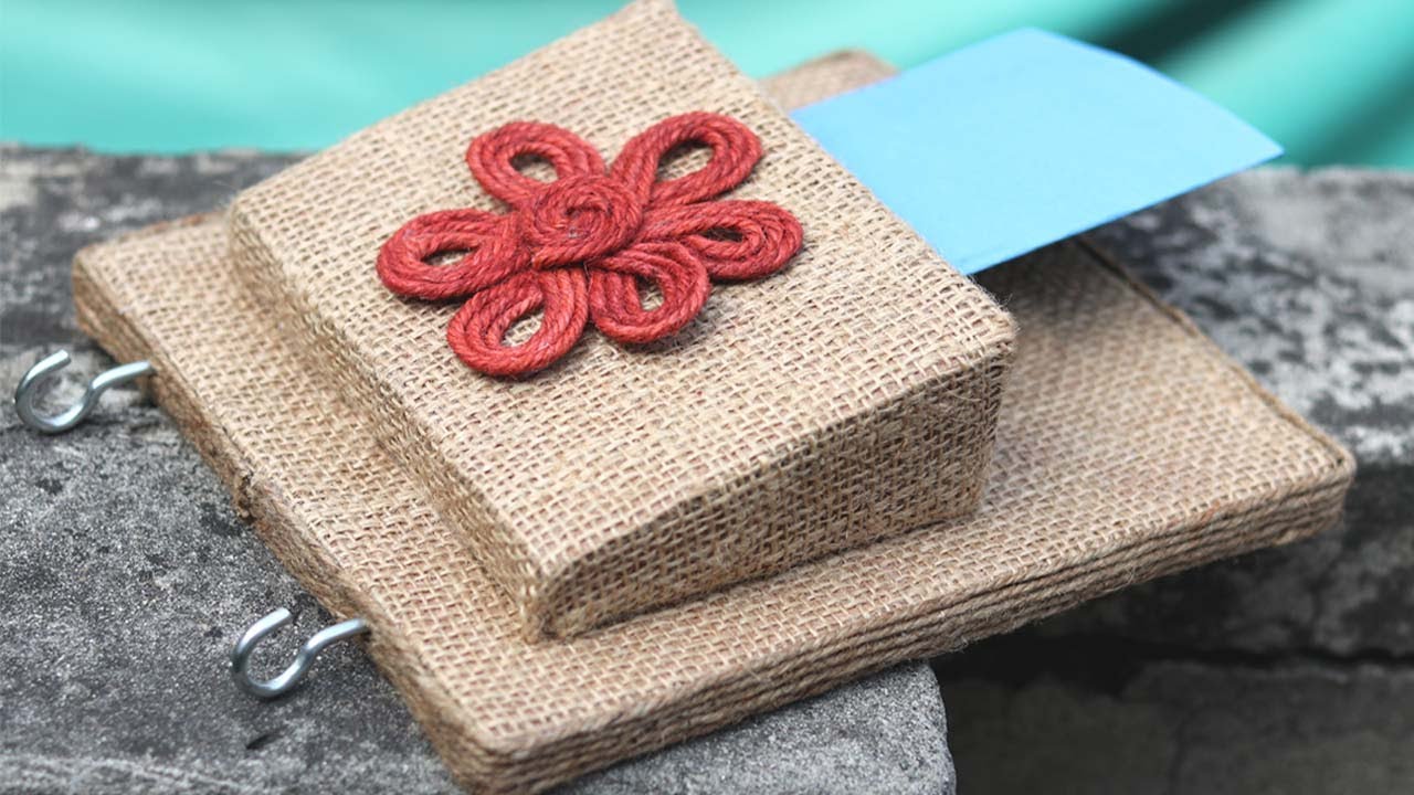How to Make Keys & Letters Wall Hanging Rack using Cardboard, Jute Rope & Jute Cloth