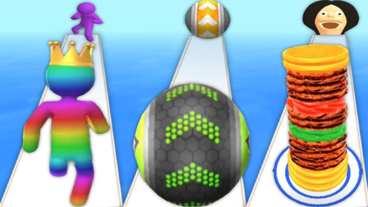 GIANT RUSH vs GOING BALLS vs BURGER RUN - Gameplay Walkthrough MAXIMUN Levels Android ios