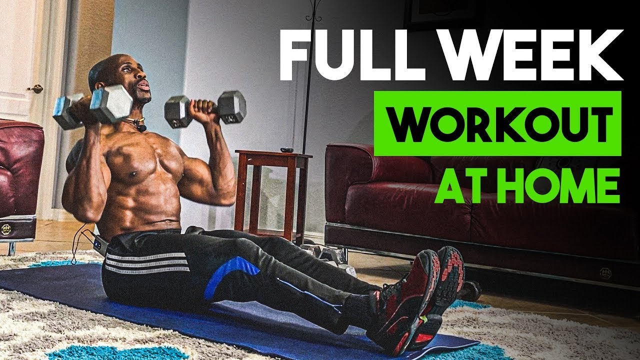 FULL WEEK Workout PLAN For MUSCLE GAIN At HOME With DUMBBELLS