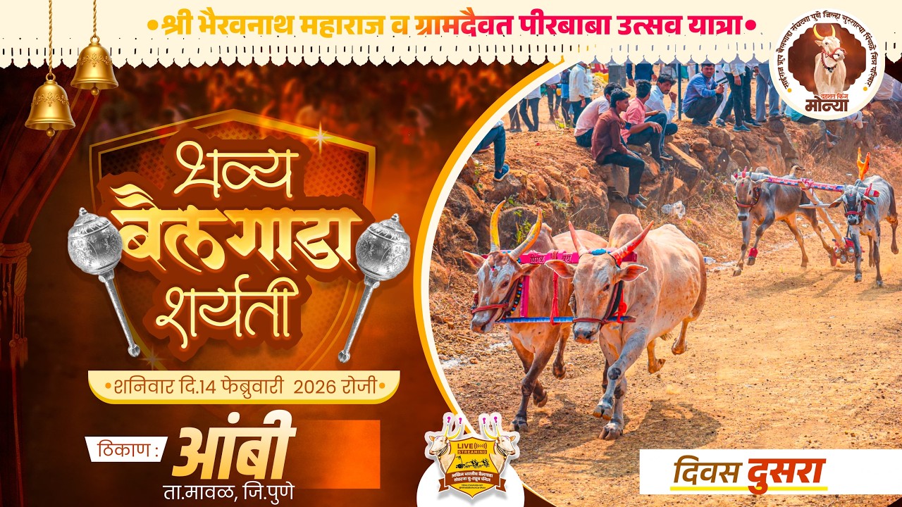 🔴Live:श्री भैरवनाथ व पीरबाबा यात्रा उत्सव २०२६ || भव्य बैलगाडा शर्यत || दुसरा दिवस || आंबी ता.मावळ