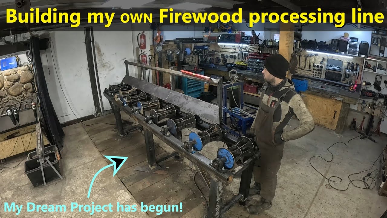 Building a firewood processing line from Scraps - EP1 (Log & Roller Deck build)
