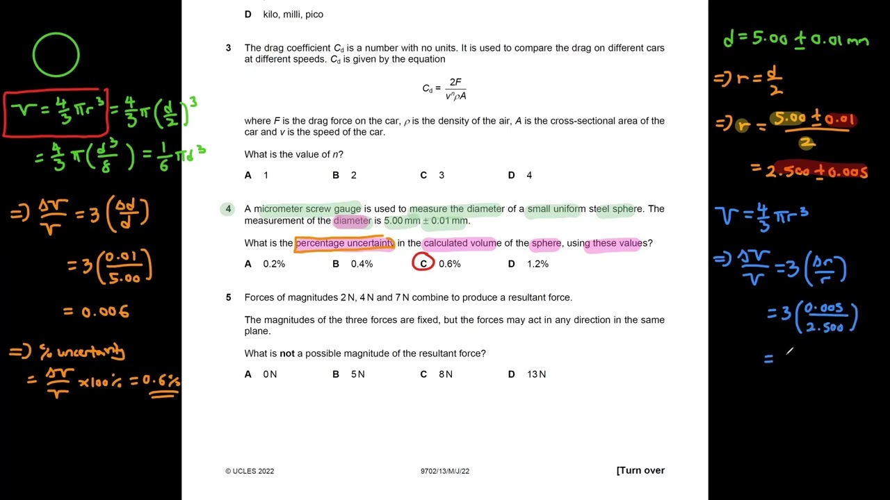 MJ 2022 P13 (Complete) | May/June 2022 Paper 1 | Physics 9702 (AS)