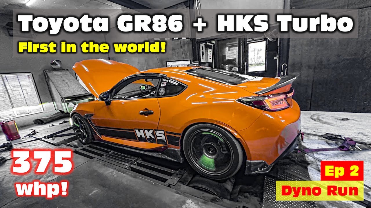 The first Toyota GR86 + HKS Turbo Kit for worldwide goes on the dyno! 375 whp! Ep 2