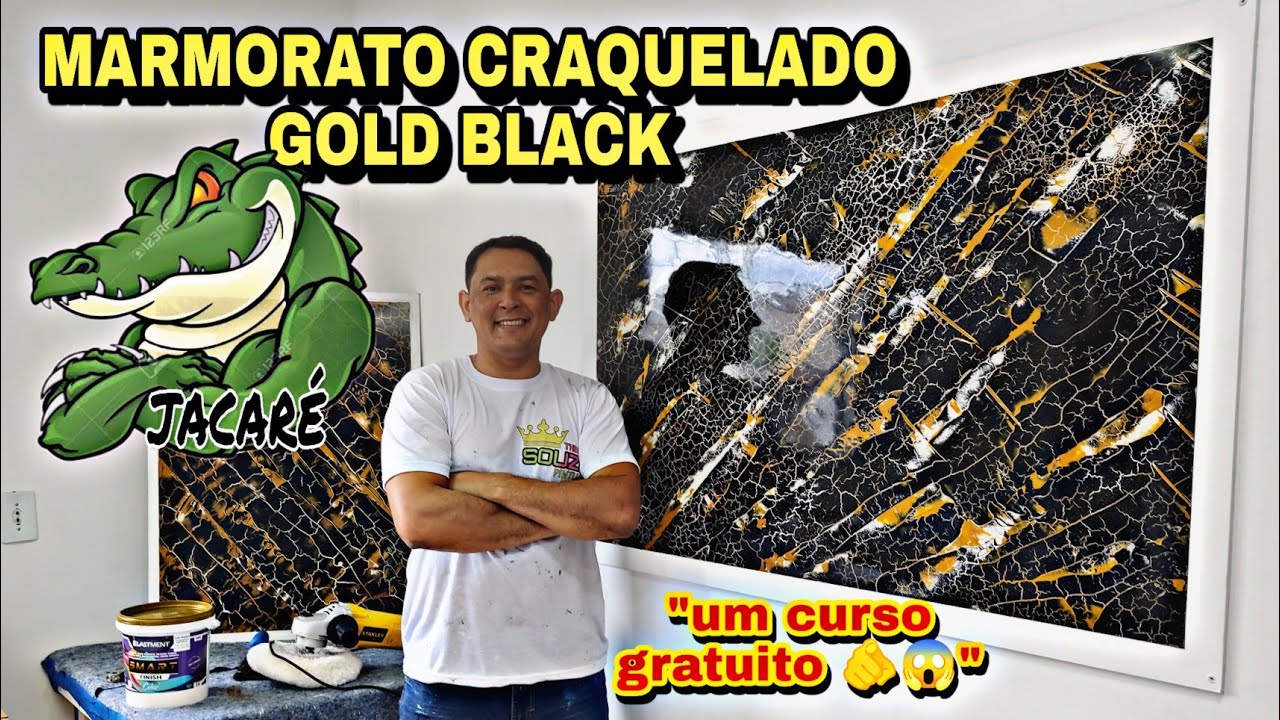 MARMORATO CRAQUELADO GOLD BLACK:PASSO A PASSO #marmorato #cimentoqueimado#jacaré