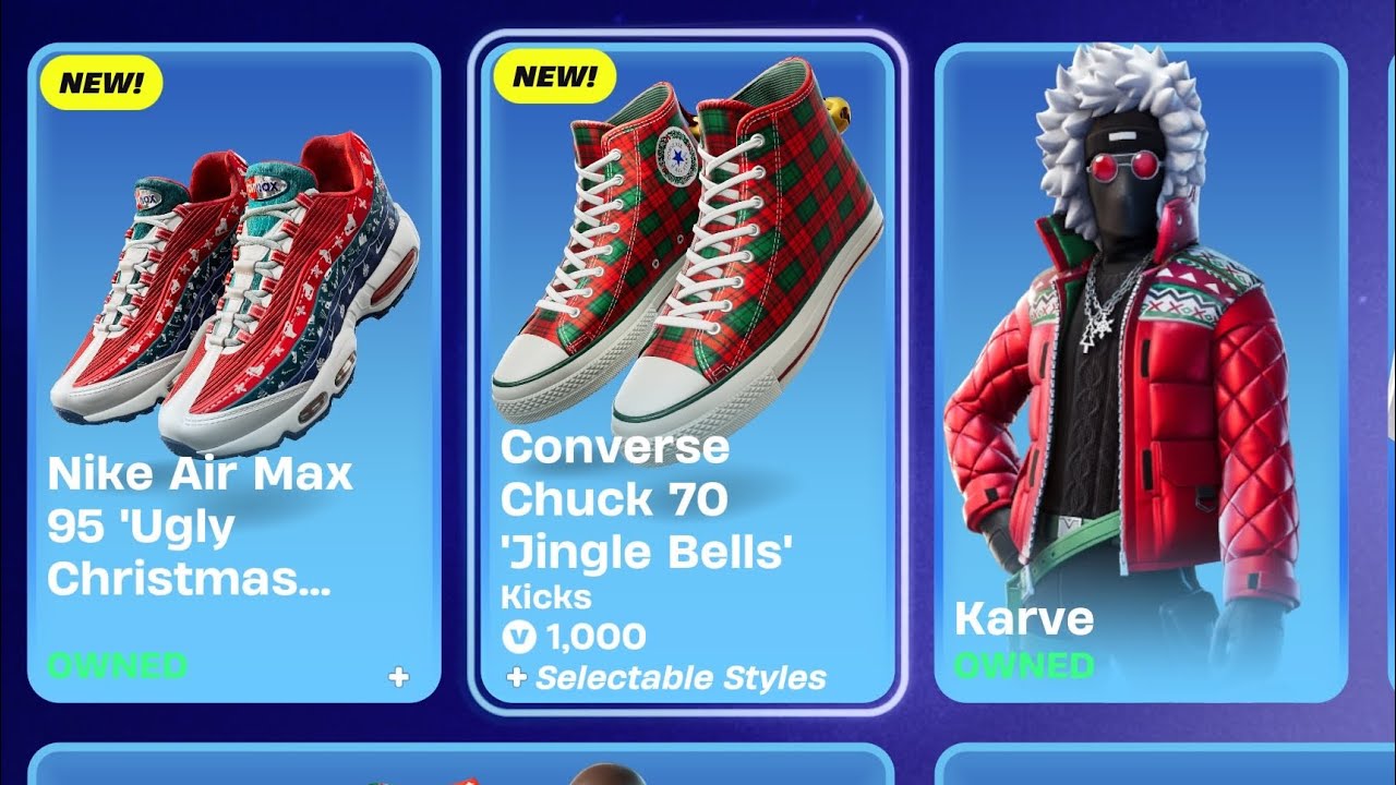 Fortnite gameplay of the Converse Chuck 70 'Jingle Bells' (Christmas) (Converse)