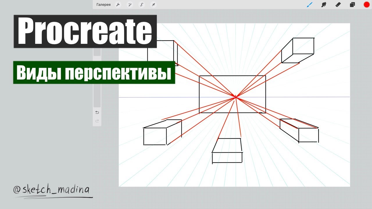 Procreate. Направляющие и виды перспективы.