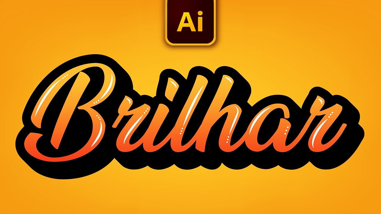 Tutorial de ILLUSTRATOR: Texto com CONTORNO e BRILHO