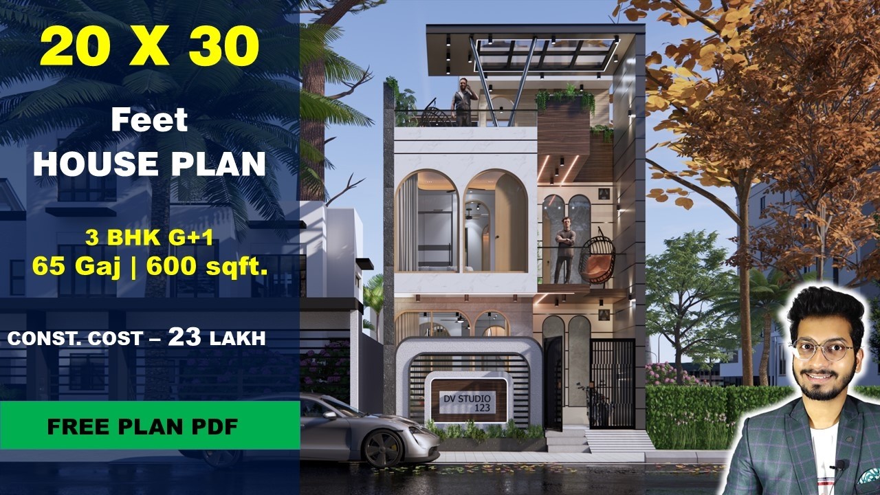 20x30 3bhk modern house plan | 6x9 Meters | House plan 3D Walkthrough || DV Studio