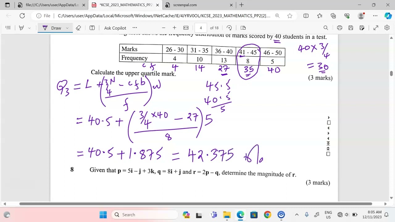 KCSE 2023, MATHS PP2, N0 7&8