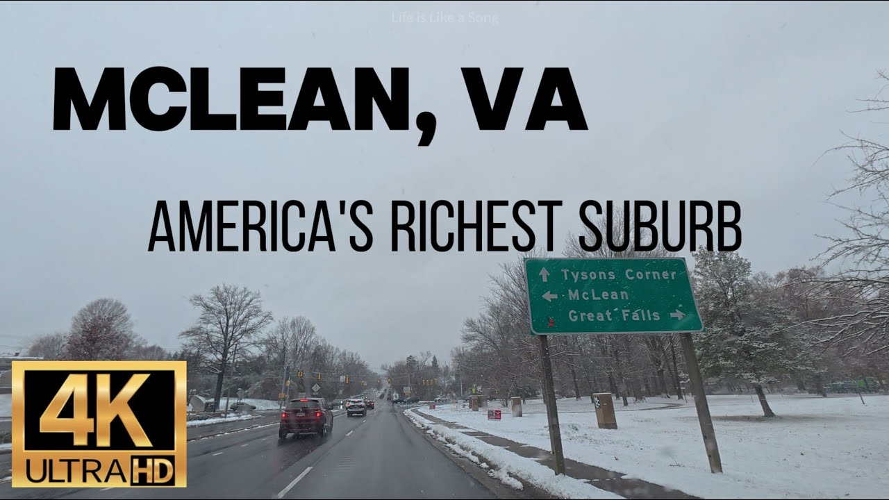 4K HDR Первая поездка по заснеженным местам: Маклин и Тайсонс, Вирджиния (самый богатый пригород ...