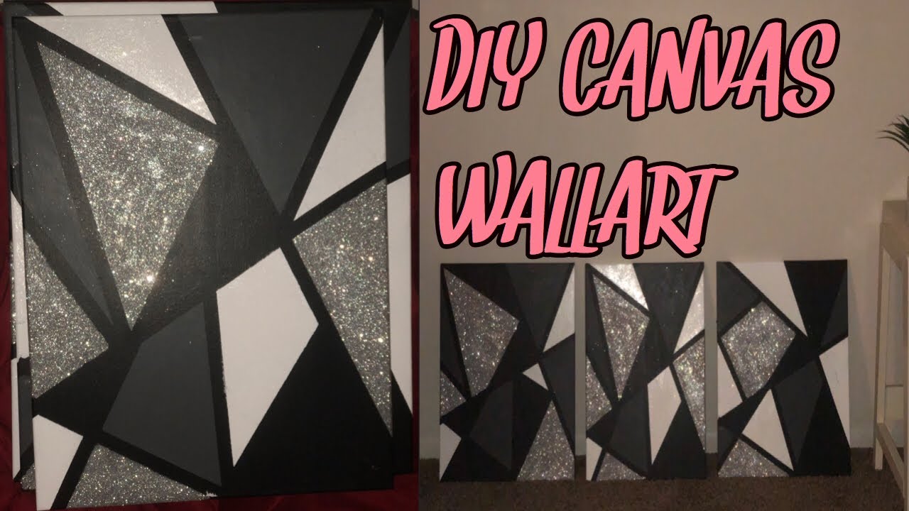 DIY Canvas Wall Art | How To Make EASY Room Decor (Glitter)