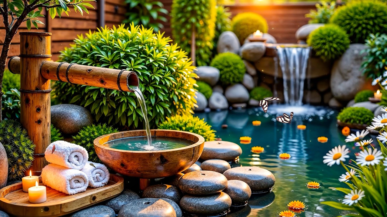 Soothing Spa Piano Music 🌿 Eliminate Stress and Calm Anxiety 😴 Bamboo Water & Nature Sounds