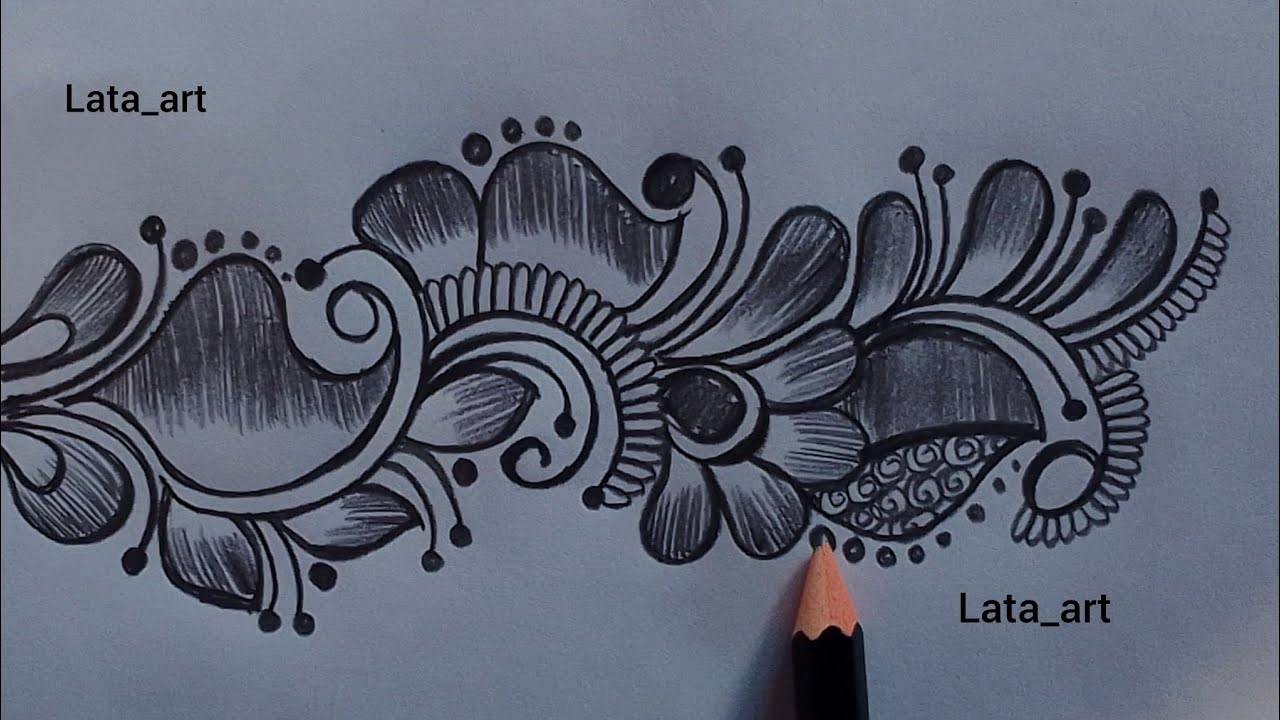 Beautiful pencil shading mehndi design/ Arabic style mehndi design/ mehndi designs 